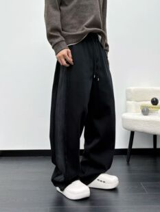 设计感侧边不规则解构加绒卫裤男2025新款秋冬直筒裤阔腿运动裤潮