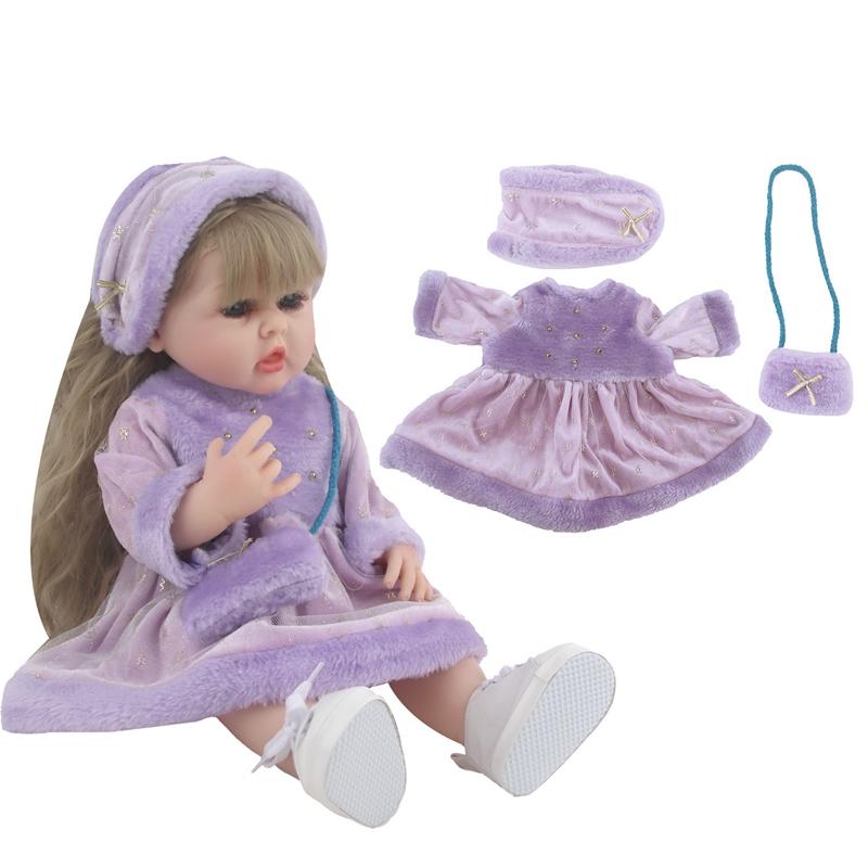 22寸全搪胶娃娃衣服金丝绒裙子