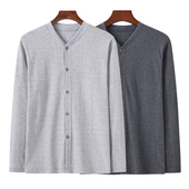 中老年男士 老人开衫 单件开衫 秋冬新款 保暖内衣 上衣棉毛衫 纯棉薄款