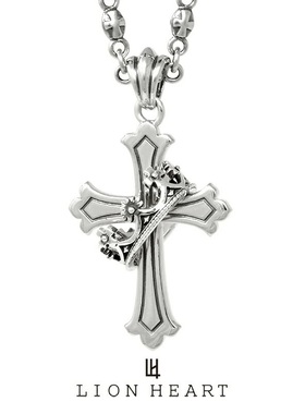 日本代购 LION HEART 十字架王冠潮男个性吊坠配饰项链
