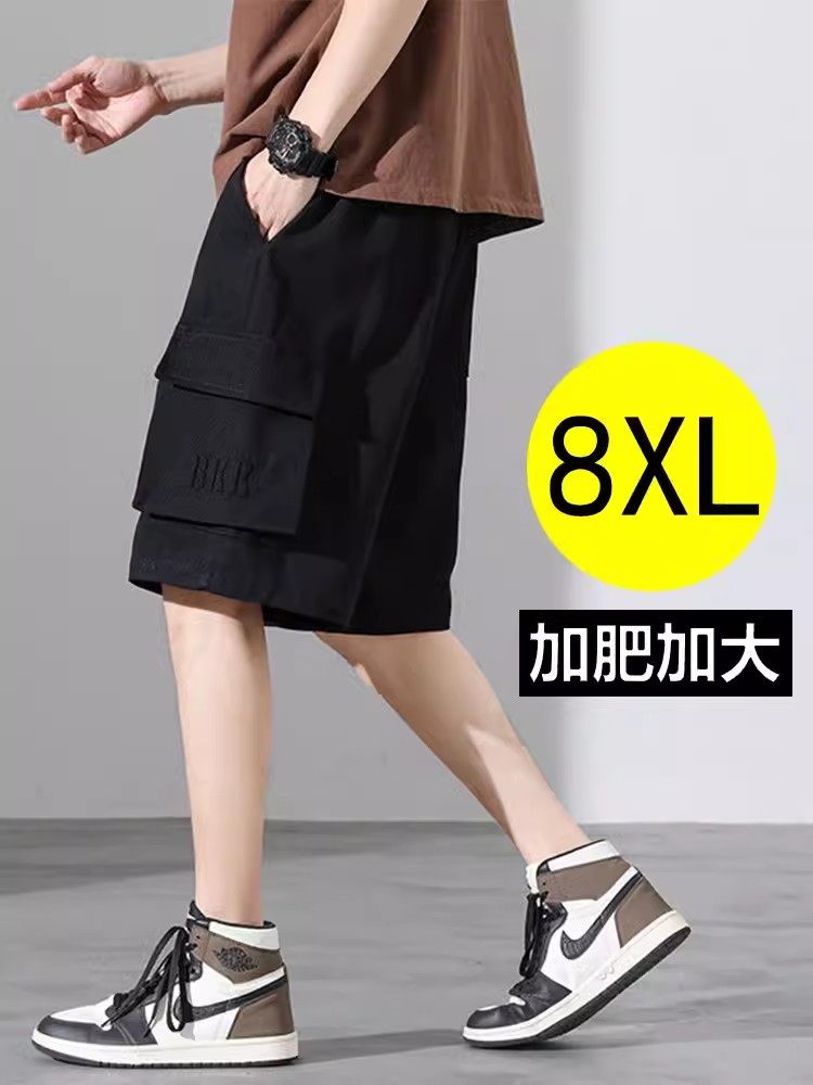 大码黑色工装短裤男加肥加大男裤夏季薄款胖子宽松直筒运动五分裤,男装,休闲裤,淘宝优惠券,粉丝福利购,淘宝优惠卷