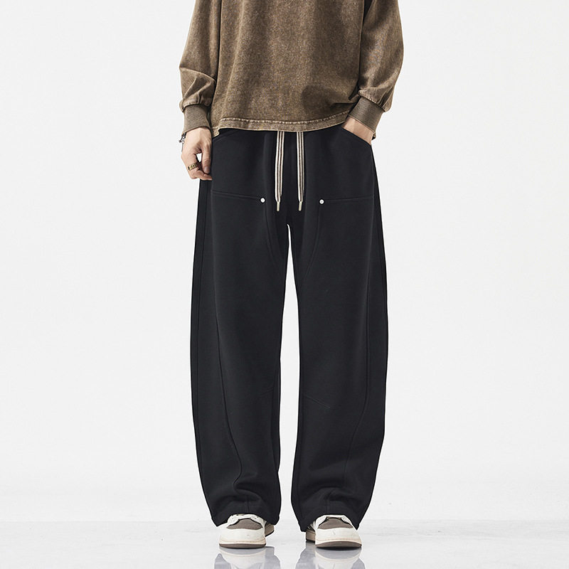 大码休闲弯刀裤男秋冬青少年宽松加绒卫裤美式潮牌帅气运动长裤子,男装,大码下装,淘宝优惠券,粉丝福利购,淘宝优惠卷