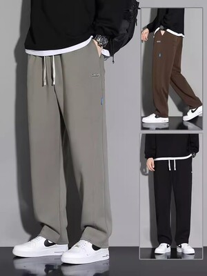 大码男裤秋冬季款宽松加绒直筒