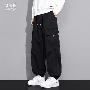 工装裤男士宽松大码男裤秋冬款加绒加厚加肥加大束脚运动休闲长裤