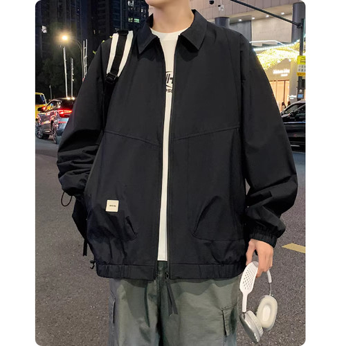 卡其色翻领褂子男士夹克