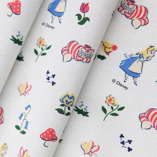 韩国花型牛津布纯棉布料手工服装背包面料爱丽丝柴郡猫