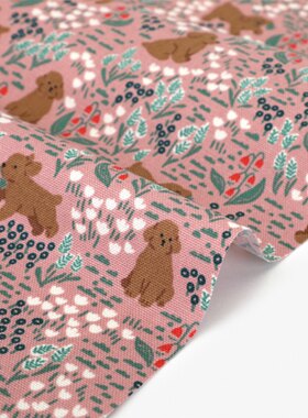 韩国花型牛津棉印花纯棉面料服装包袋手工DIY布料贵宾犬
