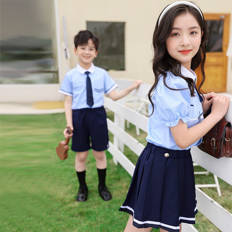 小学生校服夏装儿童班服亲子短袖套装幼儿园园服夏季学院风演出服