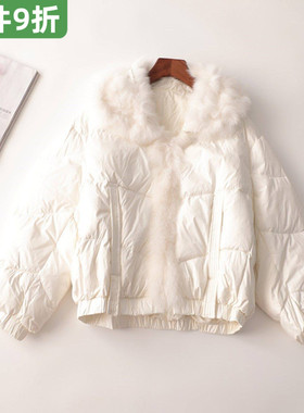 244210亏本清货超值精品女装真毛领冬中长款翻领长袖羽绒服