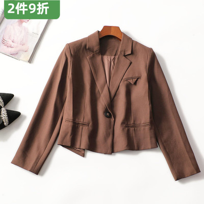 413712轻奢南油高定欧洲站高档女装春短款单扣长袖外套