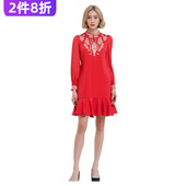 242251超值好货醋酸秋长款 立领长袖 绣