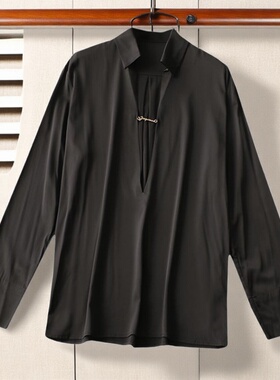 240204强烈推荐南油原创更高货长标家轻奢人丝春翻领长袖衬衫