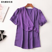 V领短袖 243665瑕疵清货南油高货欧洲站高货女装 轻奢夏中长款 上衣