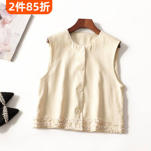 246654 莱赛尔秋短款单排扣无袖马夹