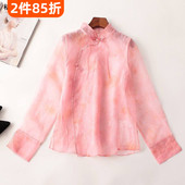 国风中式 薄款 春夏立领长袖 409693亏本清货超值精品女装 衬衫