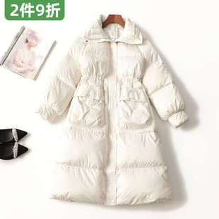 244971强烈推荐高档女装超值加厚90白鸭绒冬加长款高领长袖羽绒服