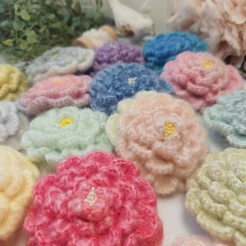 牡丹菊 DIY手钩花毛线编织花朵服装辅料胸花饰品材料手工花4CM