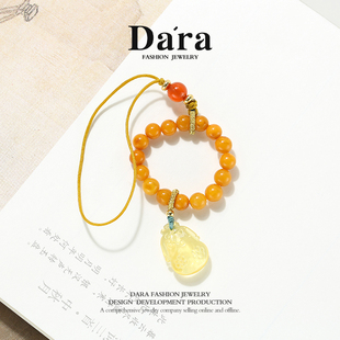 戴 蜜蜡手机挂件 拉dara