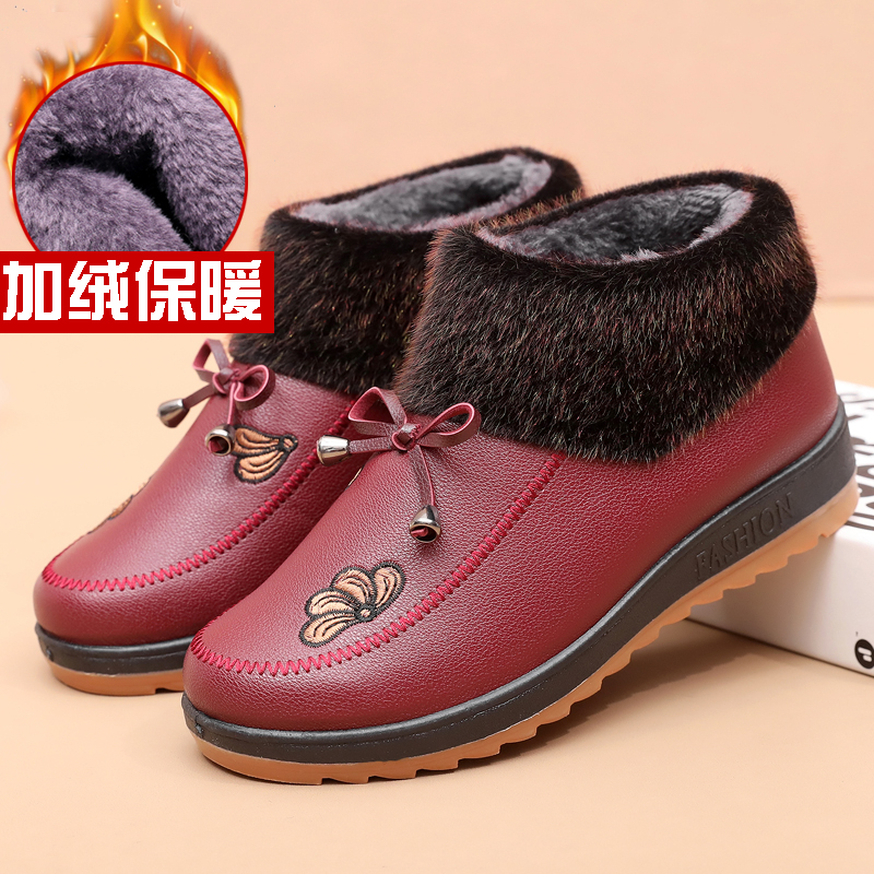 软底加绒保暖休闲老人棉鞋