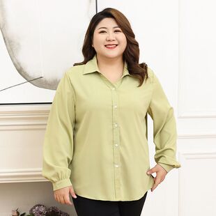 大码女装春秋衬衫合集胖MM垂感设计感宽松V领上衣外穿外搭爆款