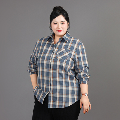 妈妈春秋装长袖衬衫2025新款中老年气质女中年人格子大码衬衣