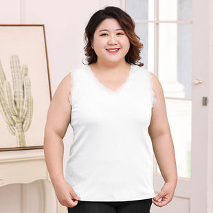 无袖 莫代尔夏季 外穿内搭打底衫 修身 背心 蕾丝边吊带背心女螺纹大码