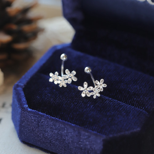 高级感s999纯银花朵耳环2025新款