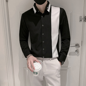 设计感衬衣服帅气修身潮男长袖衬衫控价75以上M-4XLA131-P55