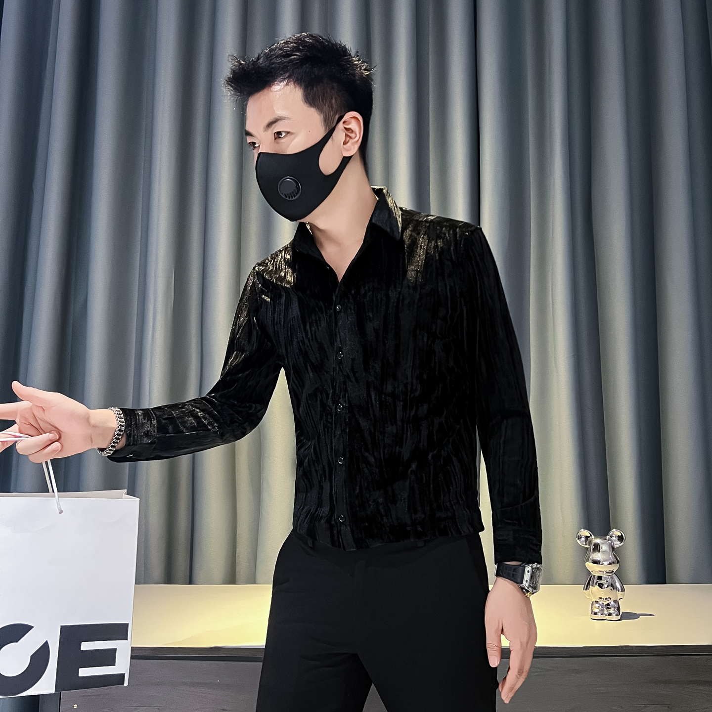 2025秋冬新款 社会小伙高级感韩绒潮男士长袖衬衫 HF306-特P60，男装衬衫，电商B372