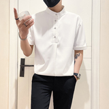 社会小伙店主风无头英伦2025夏季新款男士短袖衬衫A262-P58控78，男装T恤，电商B372