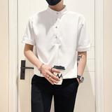 社会小伙店主风无头英伦2025夏季新款男士短袖衬衫A262-P58控78，男装T恤，电商B372