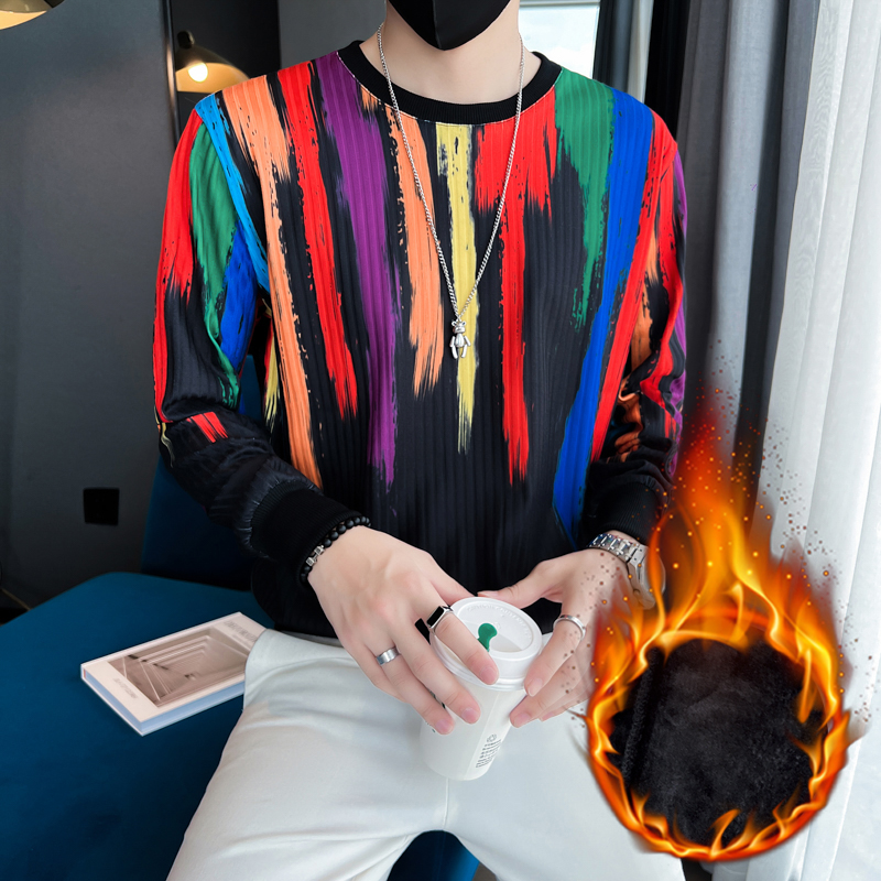 加绒加厚冬装上衣服卫衣男上衣痞帅W52-特P50加绒-特P60，男装卫衣，电商B372