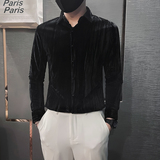 韩绒男士衬衫长袖春季2025新款高级感垂坠感寸衫HF306-特P60，男装衬衫，电商B372