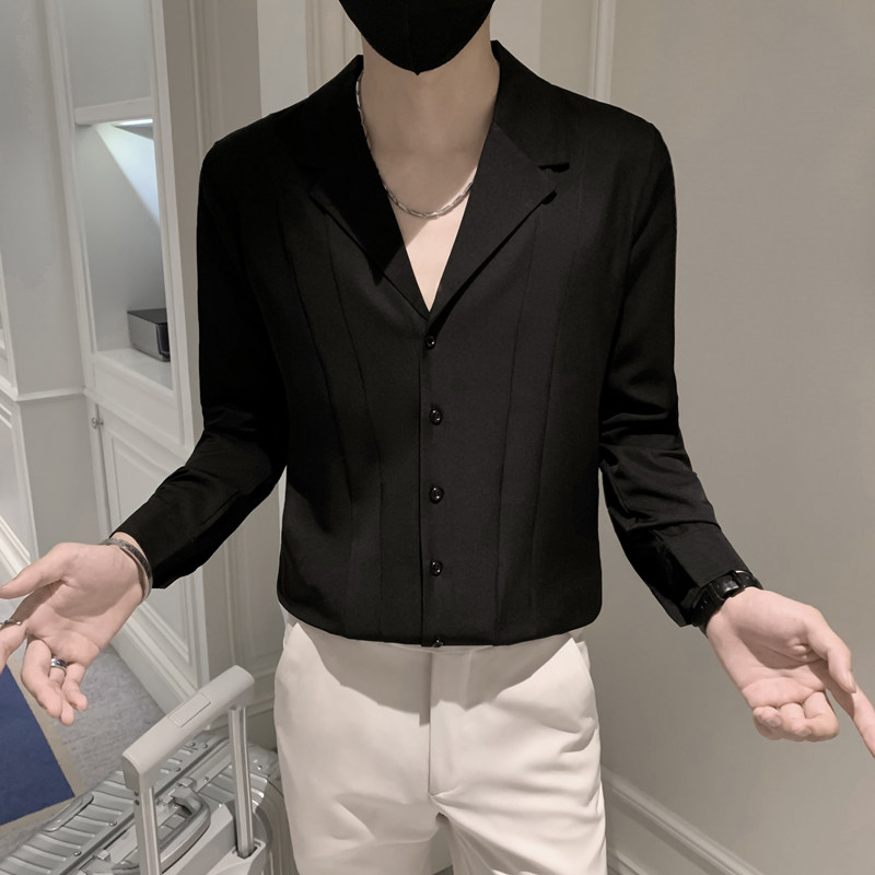 2025秋天设计感西装领衬衣潮男长袖衬衫M-4XLA02-P55,男装西服套装,电商B372