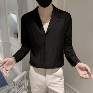2025秋天   设计感西装领衬衣潮男长袖衬衫   M-4XL  A02-P55图片