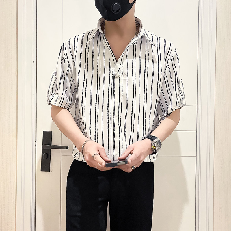 社会小伙店主风无头英伦2025夏天新款男士短袖衬衫A260-P58控78,男装T恤,电商B372