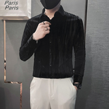 韩绒男士衬衫长袖春季2025新款高级感垂坠感寸衫HF306-特P60，男装衬衫，电商B372