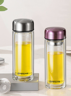 双层玻璃杯女士高颜值耐高温办公室水杯2024新款男泡茶水分离杯子