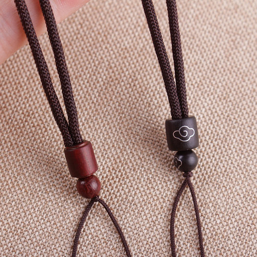 高档项链绳祥云檀木镶嵌银丝挂绳