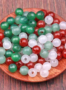 8mm红白玛瑙手串散珠小珠diy大孔串珠手链项链编织东陵玉配珠配饰