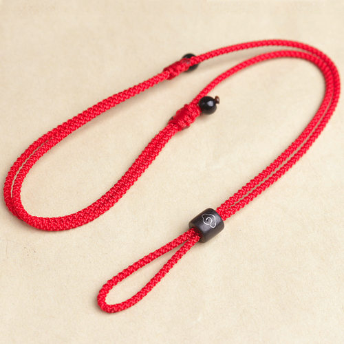 檀木银丝平安扣男女翡翠玉坠绳子