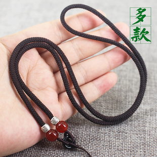 玉佩黄金水晶吊坠挂绳项链绳玛瑙翡翠玉坠绳子男款女款毛衣链挂坠
