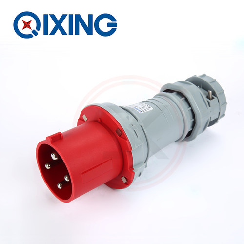 4芯63A工业防水插头QX1231 三相四线公插头380V 3P+E IP44启星