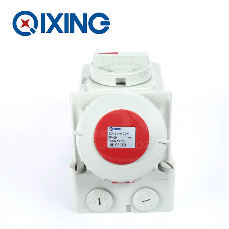 QX5792冷藏箱插座 4孔32A机械联锁开关插座船用码头用插座3H 440V