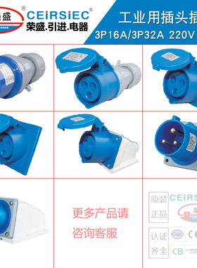 CEIRSIEC荣盛工业插头插座 3芯16A防水插头 RS013K/RS213K/RS113K