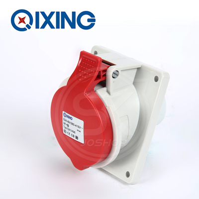 TYP:QX1496面板式工业插座 三相4孔32A工业斜插座 IP44 380V 3P+E