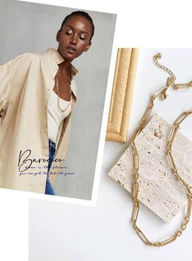 【特】气质中长款裸链澳洲极简设计感质感原铜色锁链卫衣项链女