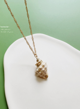 【一片海一段时光】鎏金天然贝壳松弛感项链短款鎏金海螺小众饰品