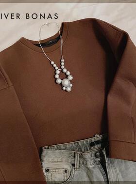 【特】英国小众潮牌OliverBonas冷淡银珠光串珠毛衣链夸张项链女