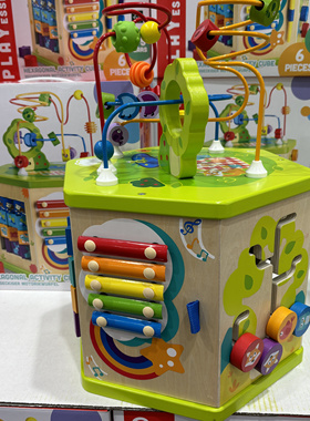 山姆代购 Hape六角游戏盒宝宝认知玩具1-5岁幼教绕珠滑块配对敲琴